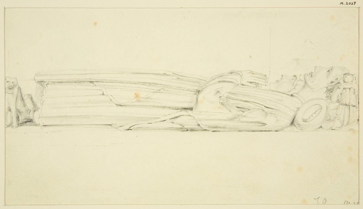 Efígie de William Canynges em St Mary Redcliffe (e a outra efígie no verso) (lápis e aguarela no papel) de John Carter