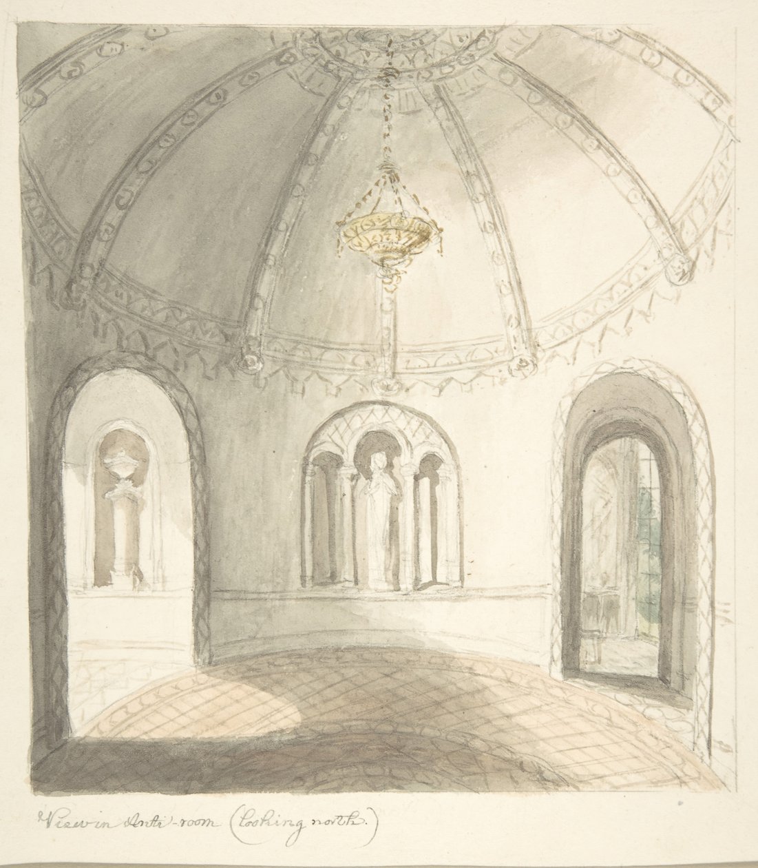 Lea Castle, Worcestershire, View in Ante-room, Looking North, ca. 1816. de John Carter.
