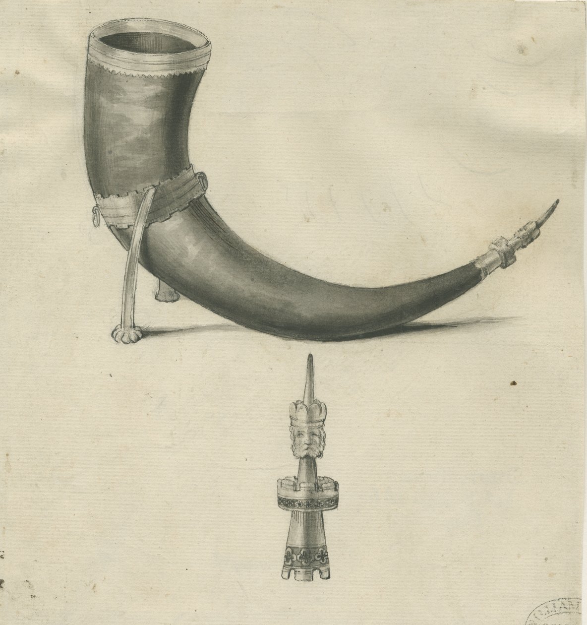 Lichfield - Trompa de Beber: desenho com caneta e sépia, nd [1748-1817] (desenho) de John Carter