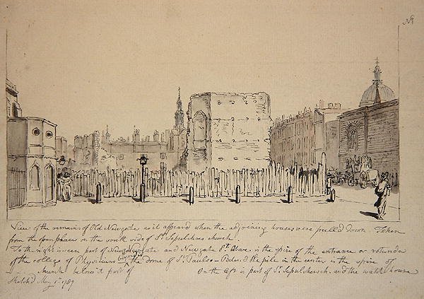 Vista dos restos da antiga prisão de Newgate de John Carter