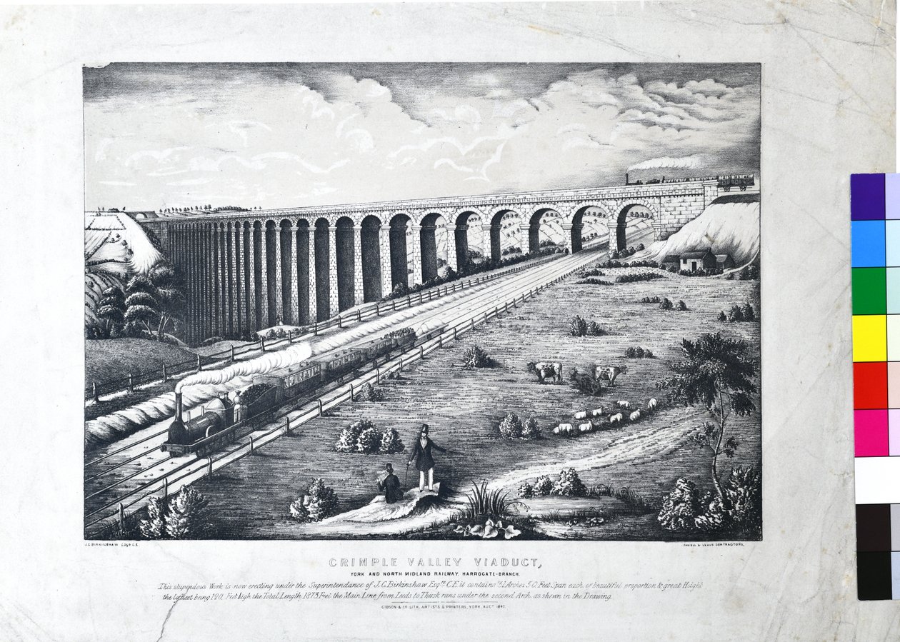 Viaduto de Crimple Valley, Caminho de ferro de York e North Midland. Ramal de Harrogate de John Cass Birkinshaw