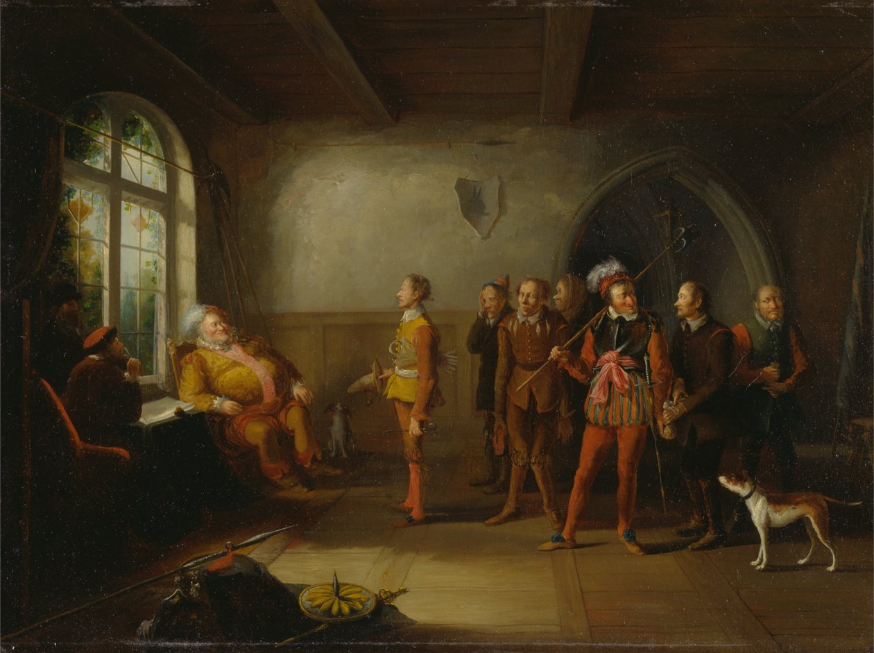 Falstaff e os recrutas, de "Henrique IV, Parte II" de John Cawse
