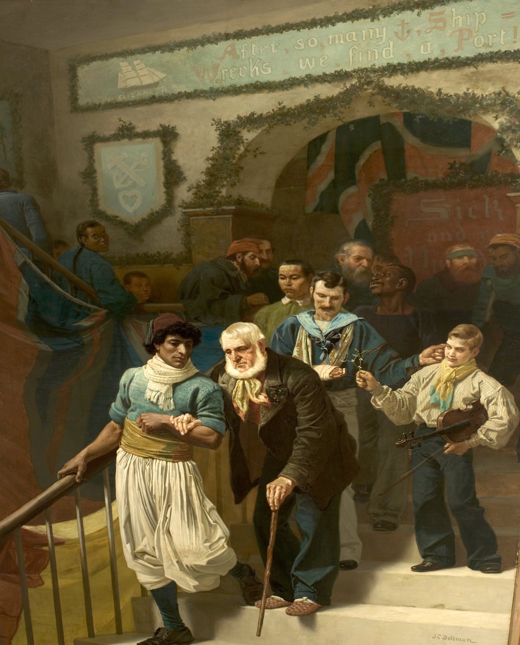 Friends In Adversity, Dia de Natal no Hospital Dreadnought, em Greenwich de John Charles Dollman