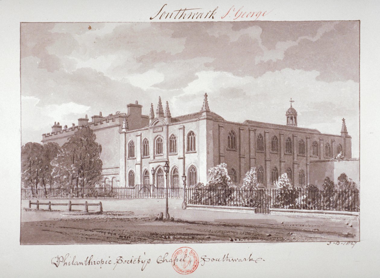Capela pertencente à Philanthropic Society Institution, London Road, Southwark, Londres, 1827 de John Chessell Buckler
