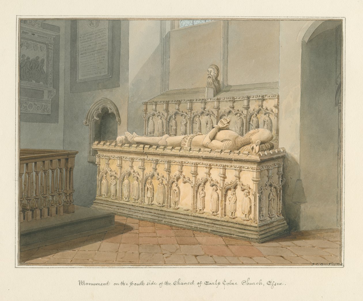 Igreja de Essex - Earls Colne - Monumento, 1824 de John Chessell Buckler