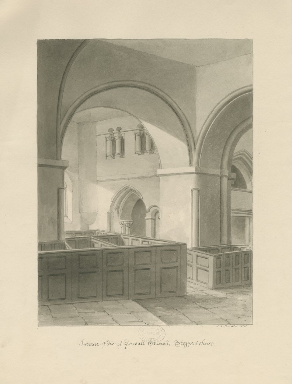 Forton - Aqualate Hall: gravura, nd [1653-1686] (imprimir) de John Chessell Buckler