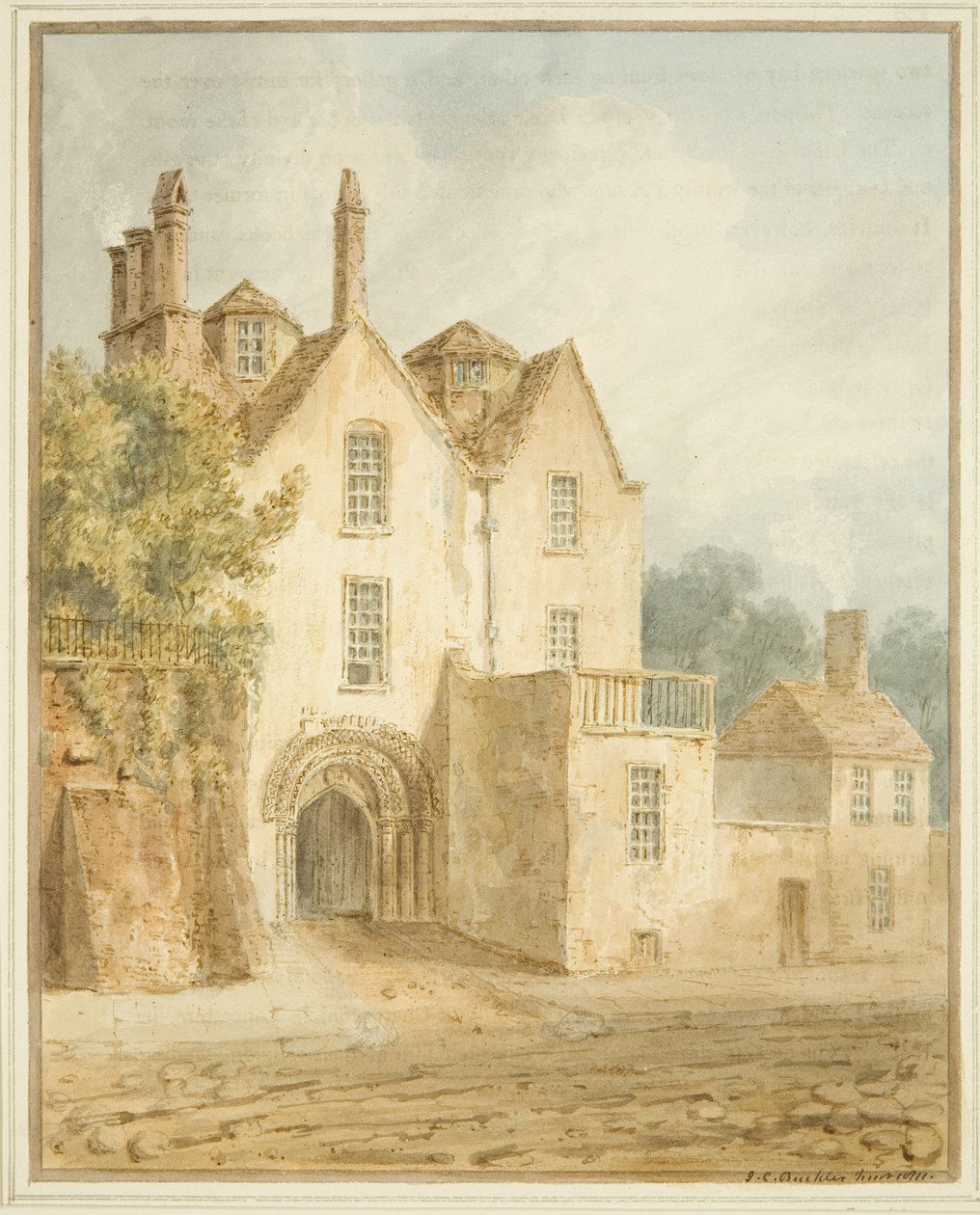 Porta de entrada no Lower College Green (aguarela sobre lápis sobre papel) de John Chessell Buckler