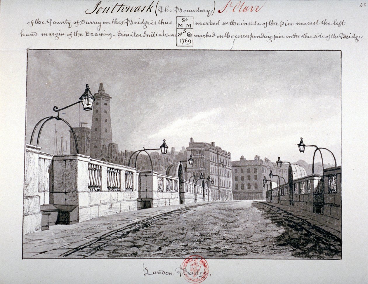 Ponte de Londres, Southwark, Londres, 1827 de John Chessell Buckler