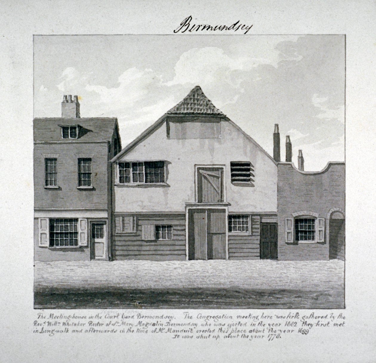 Casa de reuniões de Santa Maria Madalena no Court Yard, Bermondsey Square, Londres, c1828 de John Chessell Buckler