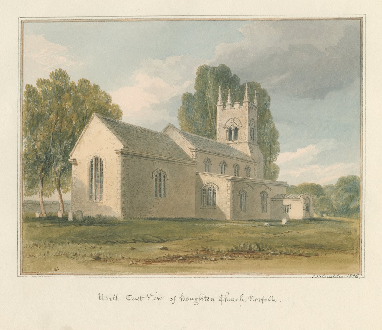 Norfolk - Igreja de Houghton, 1826 de John Chessell Buckler
