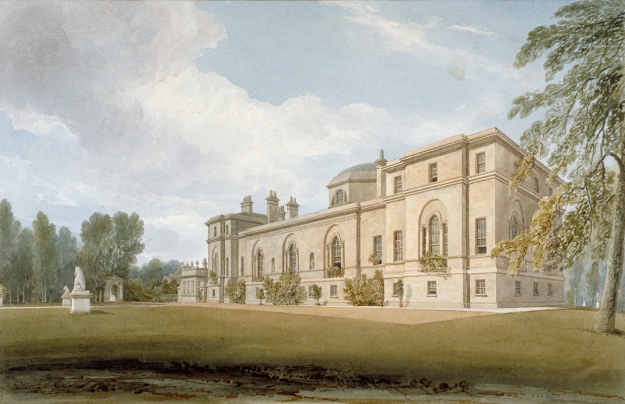 Vista noroeste da Chiswick House, Chiswick, Hounslow, Londres, 1822 de John Chessell Buckler