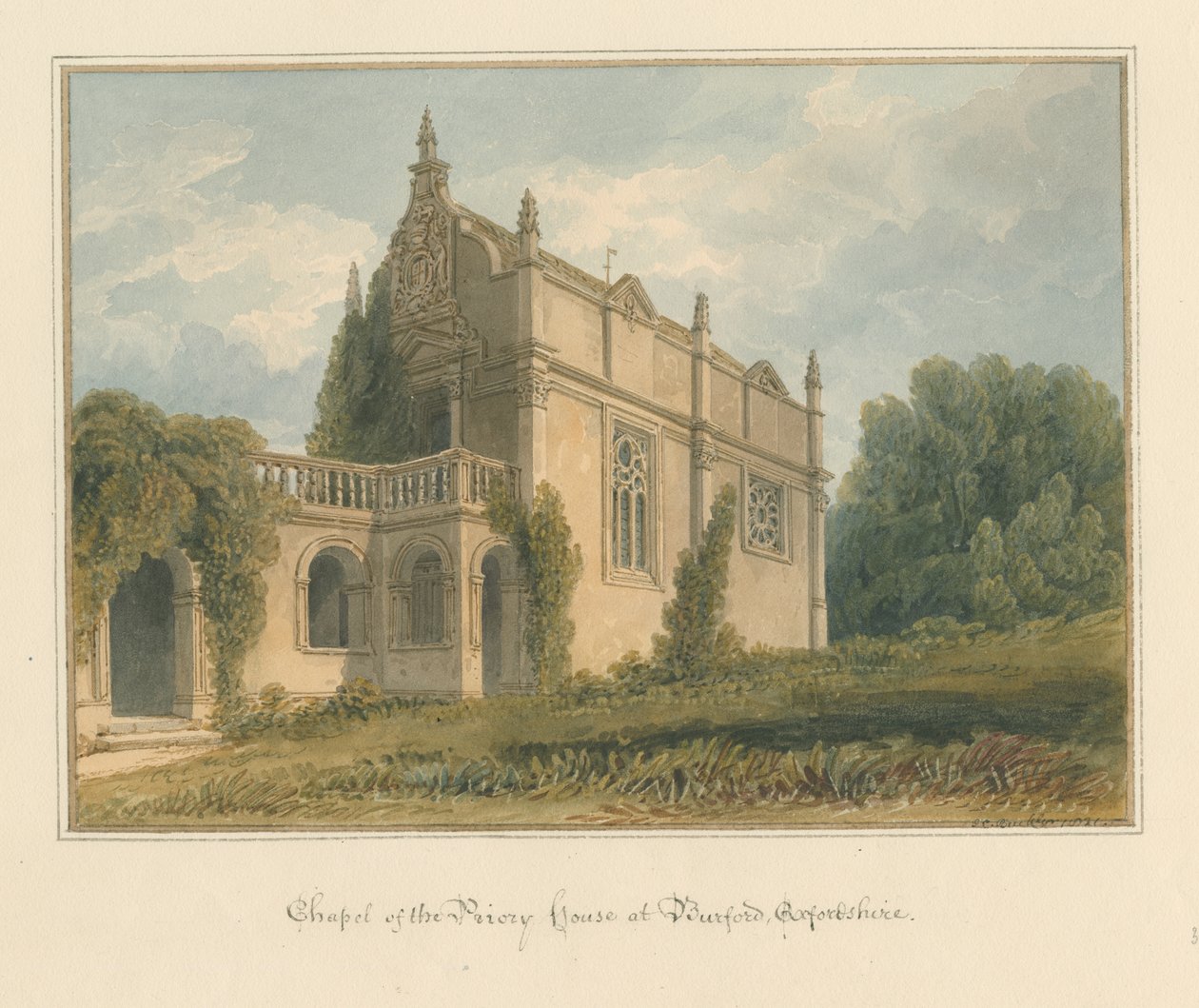 Oxfordshire - Burford - Capela da Casa do Priorado, 1821 de John Chessell Buckler