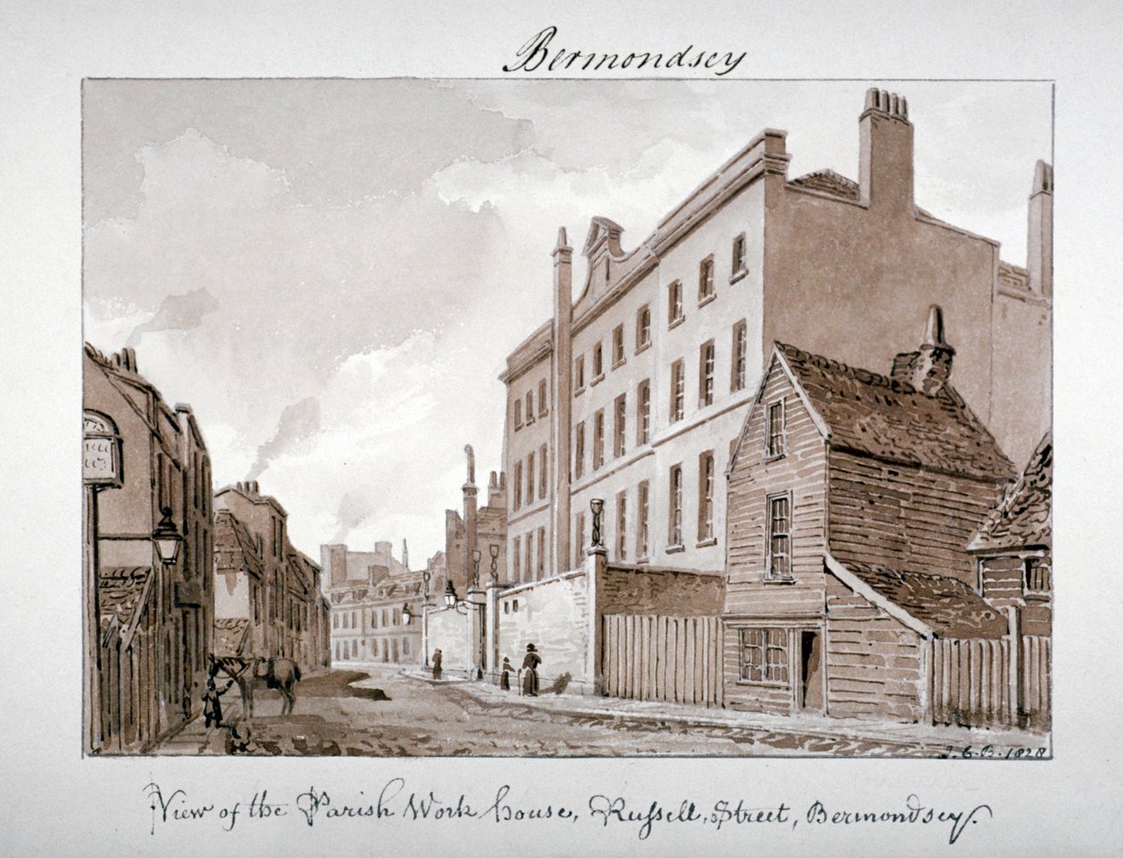 Parish Work House, Tanner Street, Bermondsey, Londres, 1828. de John Chessell Buckler
