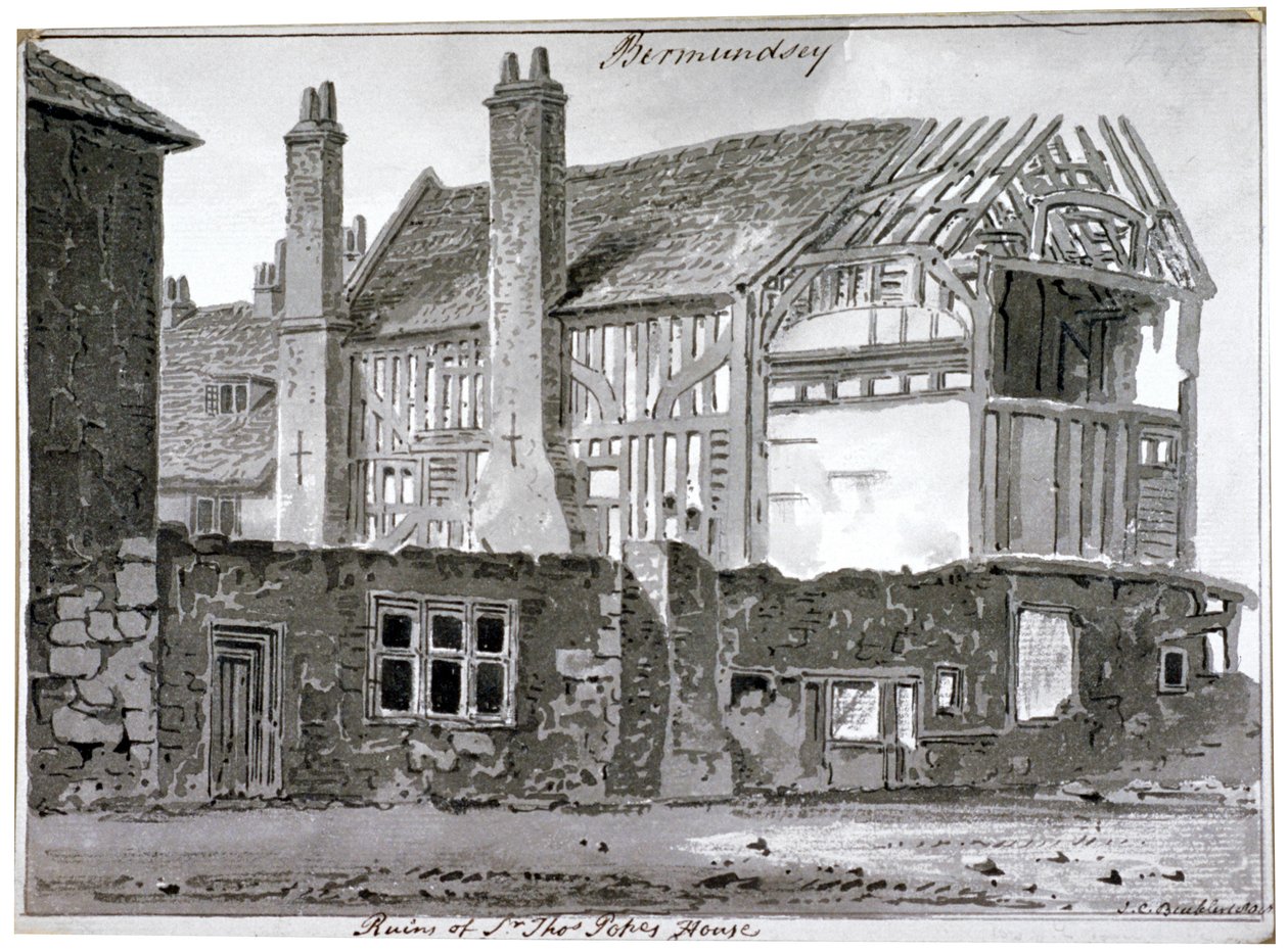 Restos da casa de Thomas Pope, Mill Lane, Bermondsey, Londres, 1808 de John Chessell Buckler