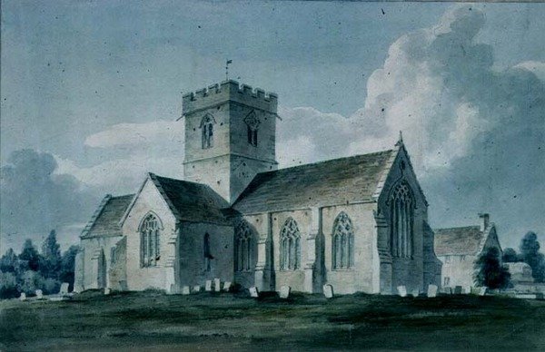Vista Sudeste da Igreja Dinton, 1805 de John Chessell Buckler