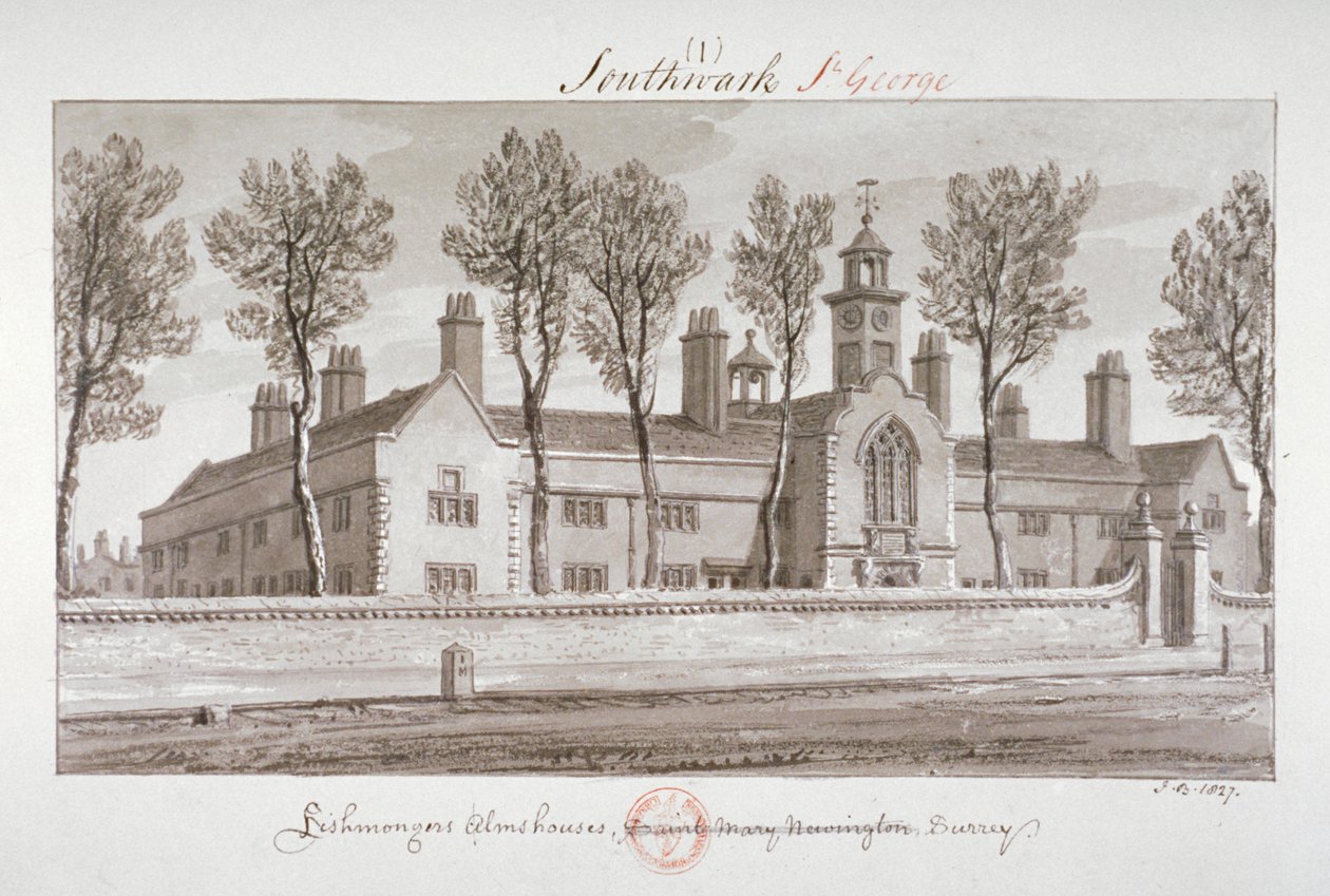 Hospital de São Pedro, Southwark, Londres, 1827 de John Chessell Buckler