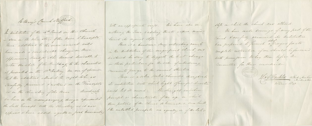 Stafford - Igreja de Santa Maria: manuscrito de John Chessell Buckler
