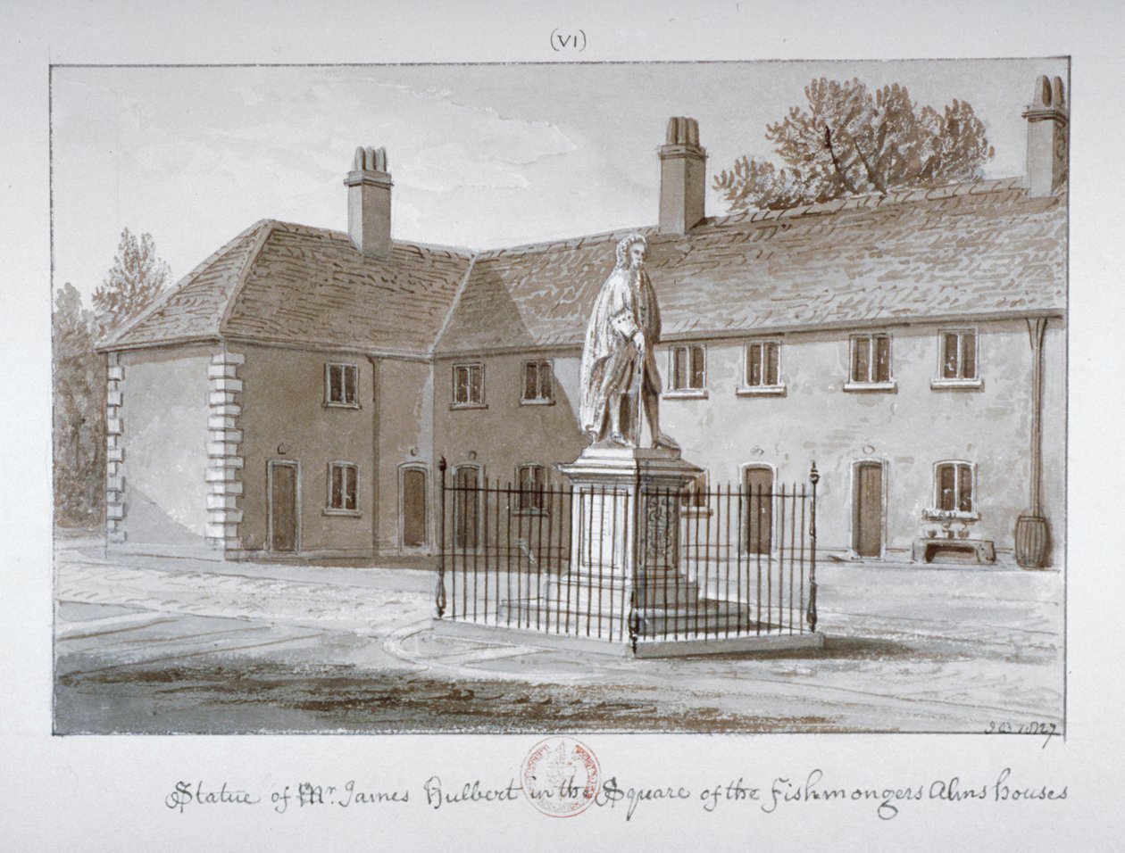 Estátua de James Hulbert, Hospital de São Pedro, Southwark, Londres, 1827. de John Chessell Buckler