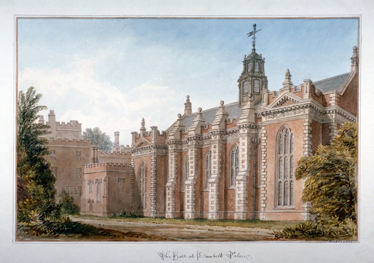 Vista do salão no Palácio de Lambeth, Londres, 1831 de John Chessell Buckler