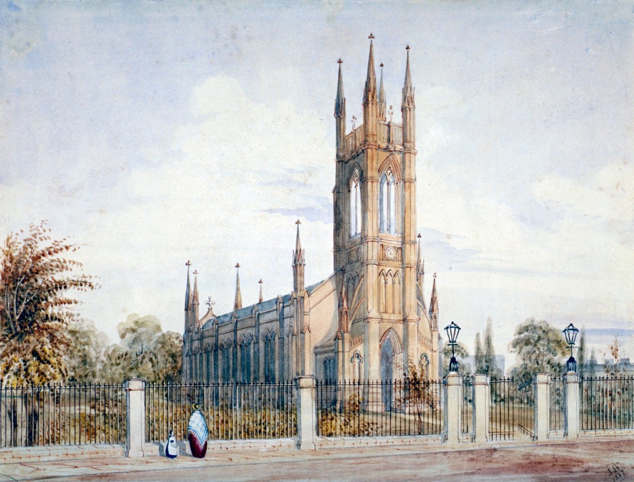 Vista oeste da Igreja de São Lucas, Chelsea, Londres, 1847. de John Chessell Buckler