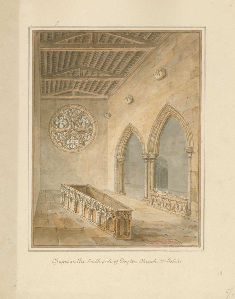 Wiltshire - Igreja de Boyton - Capela, 1812 de John Chessell Buckler