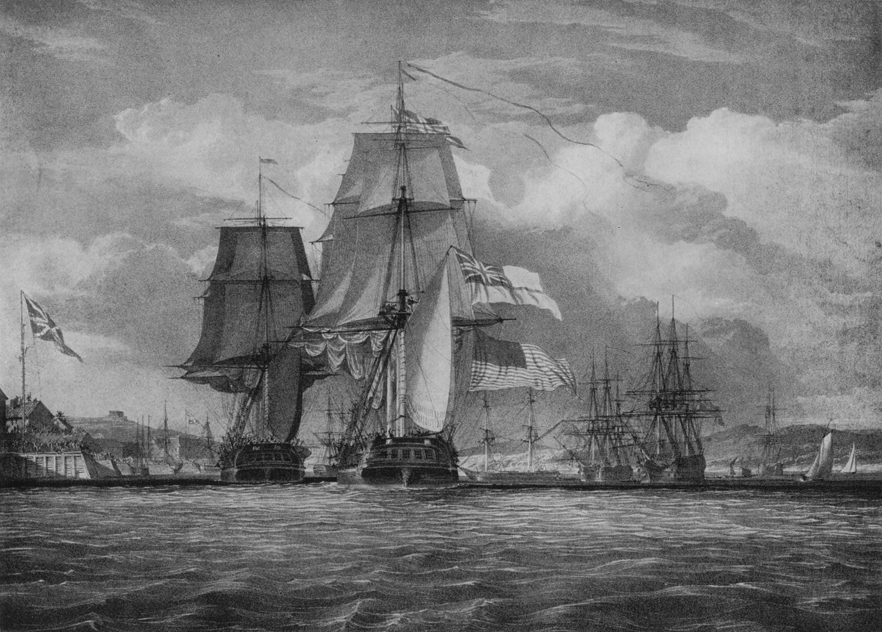 O Shannon e o Chesapeake, c1814 de John Christian Schetky