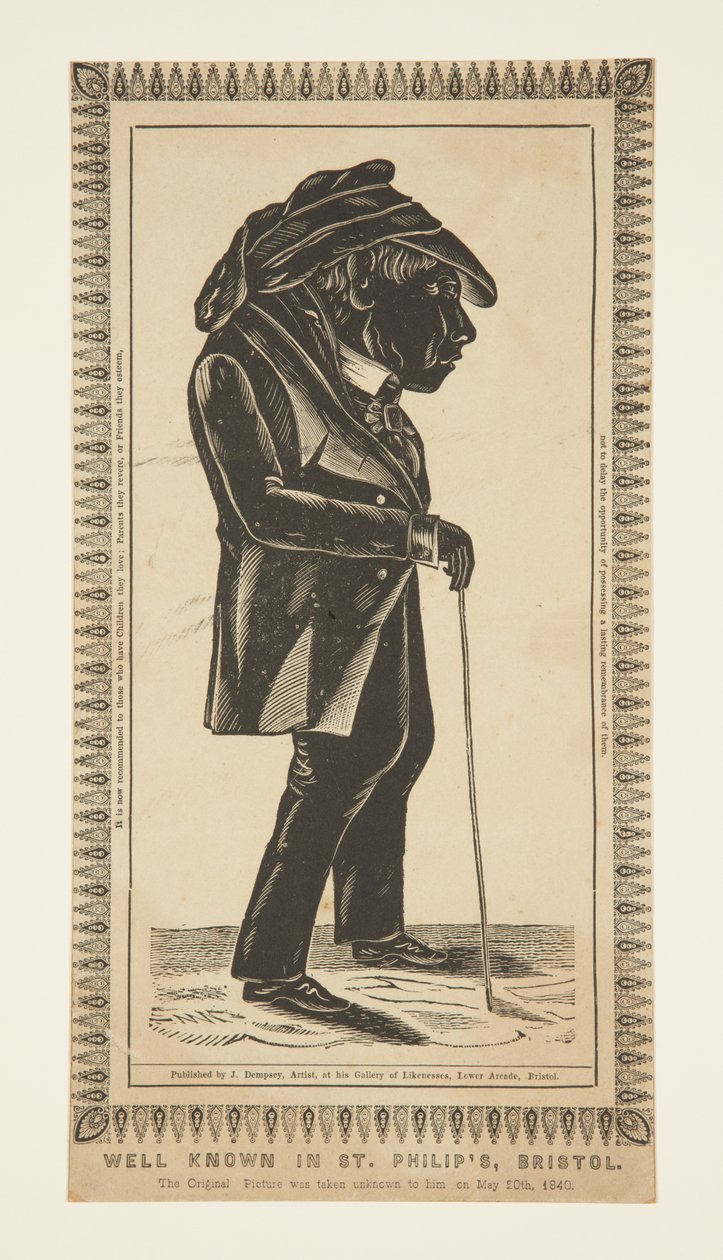 Retrato de um personagem de Bristol, John Baggridge, de São Filipe (xilogravura) de John Church Dempsey