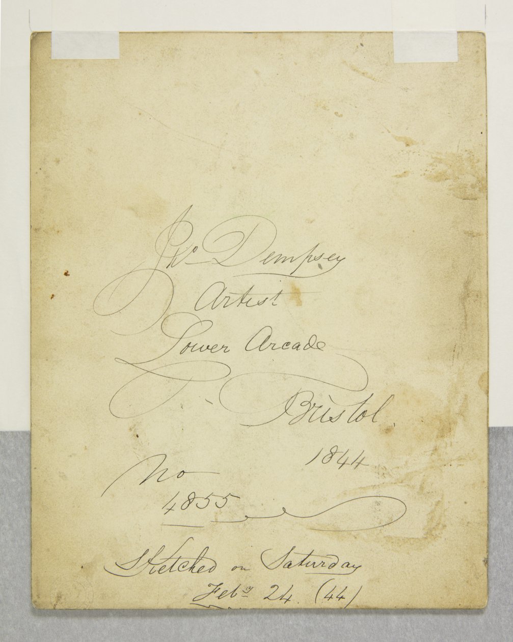 Retrato de um Jovem, verso de John Church Dempsey