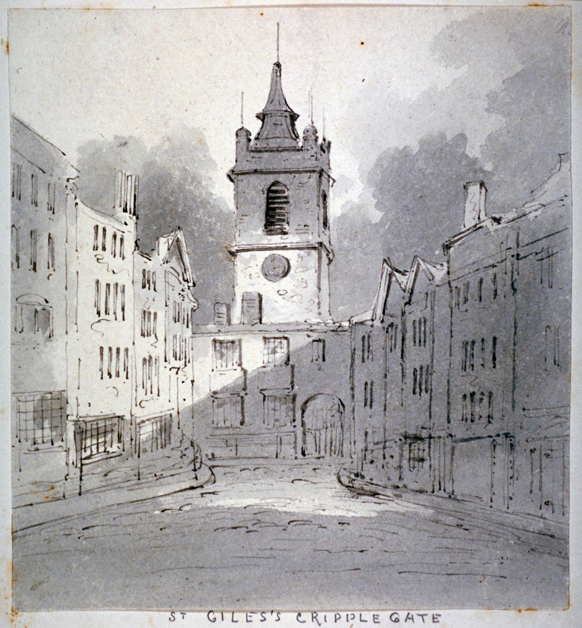 Igreja de St Giles sem Cripplegate de Fore Street, City of London, 1790. de John Claude Nattes