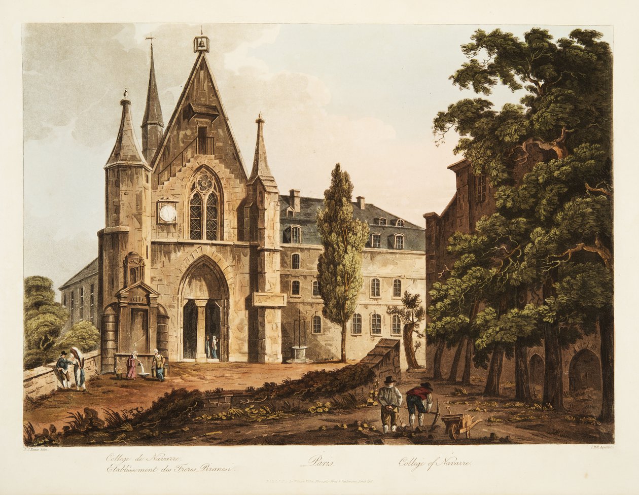 Faculdade de Navarra, ilustração de Versalhes, Paris e Saint Denis, bar. 1806 (aquatinta) de John Claude Nattes