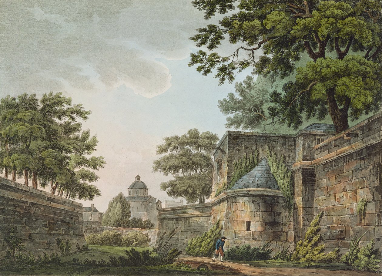 Interior dos Fosses da Bastilha, 1809 (cor aquatint) de John Claude Nattes