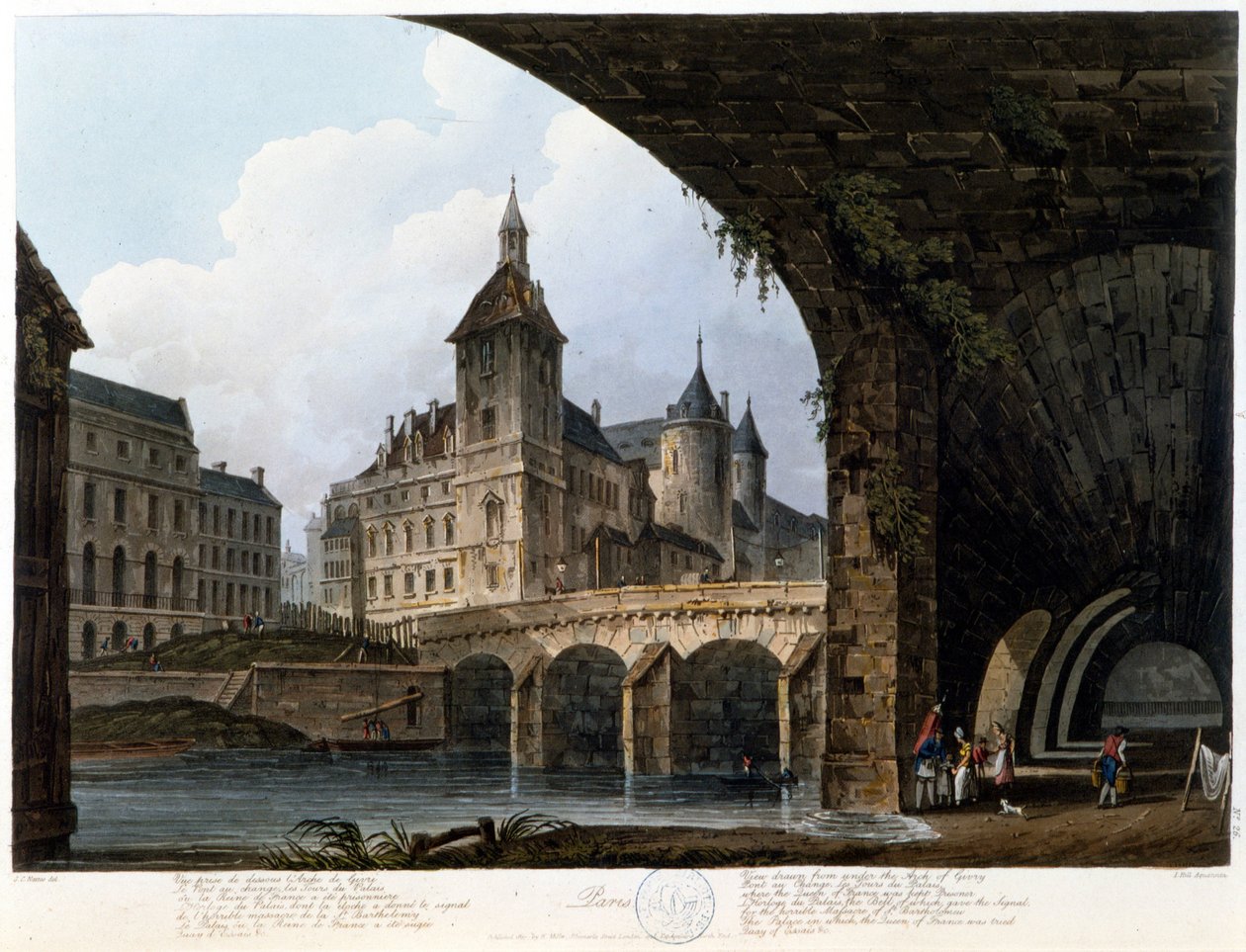 Paris: The Pont au Change - em "Paris visto por J.C. Mats", Ed. Miller, Londres de John Claude Nattes