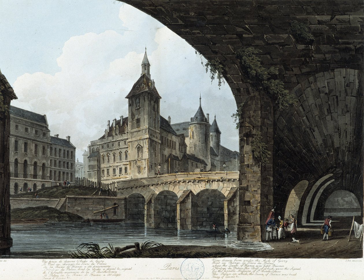 Paris: The Pont au Change - em "Paris visto por J.C. Mats", Ed. Miller, Londres de John Claude Nattes