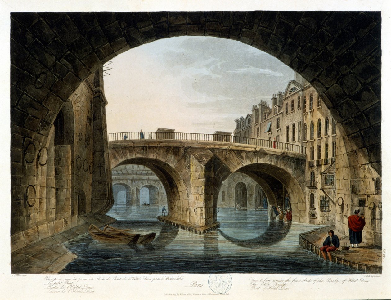 Paris: a pequena ponte - em "Paris vista por J.C. Mats", Ed. Miller, Londres de John Claude Nattes