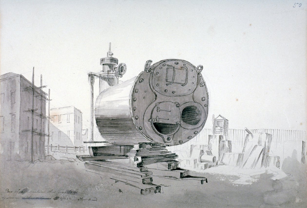 Máquina a vapor, New Road, Islington, Londres, 1808 de John Claude Nattes
