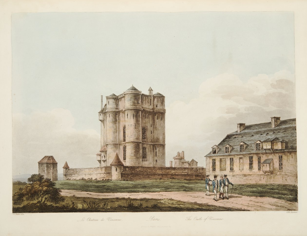 O Castelo de Vincenne, ilustração de Versailles, Paris e Saint Denis, pub. 1810 (aquatinta) de John Claude Nattes