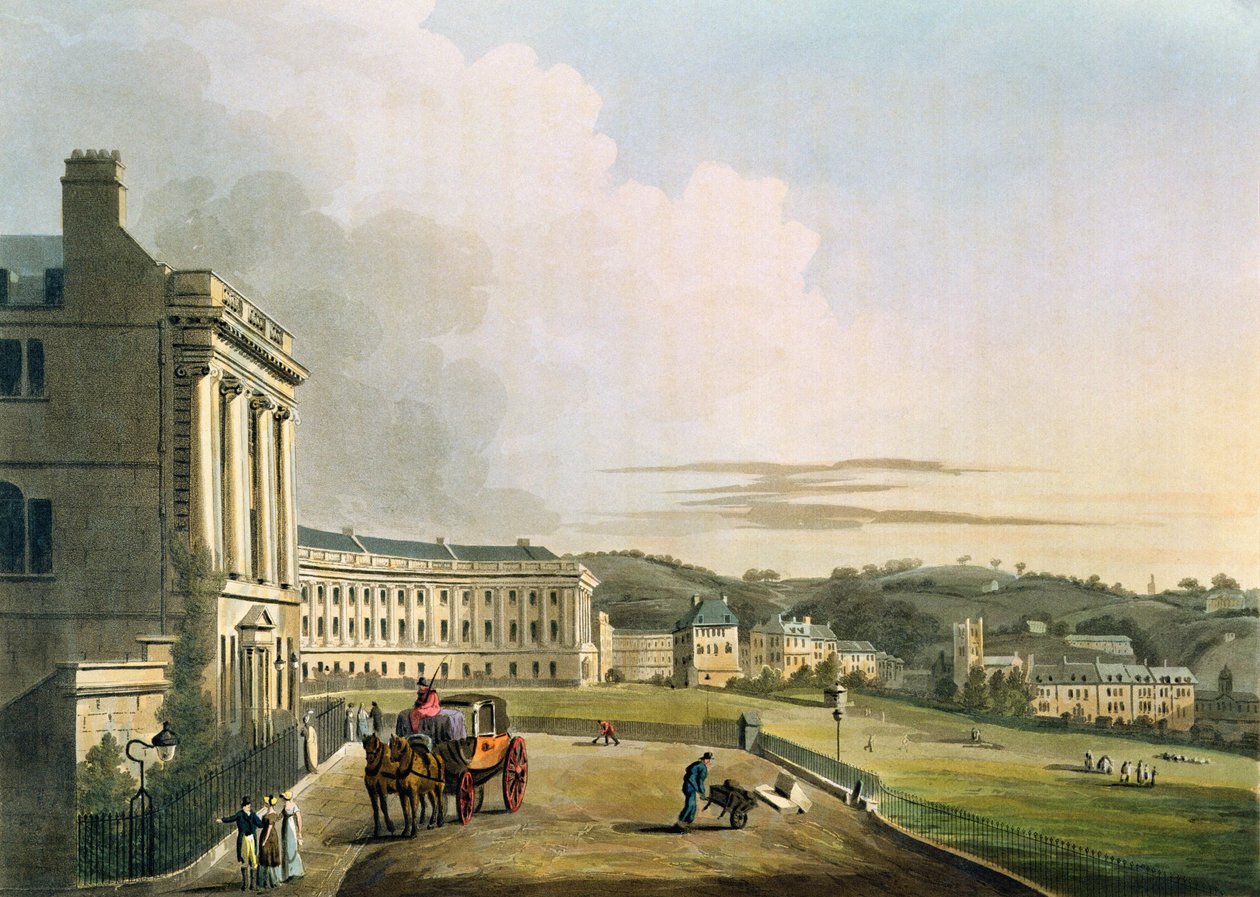 O crescente, de "banho ilustrado por uma série de vistas", gravado pelo bar de John Hill (1770-1850). por William Miller, 1804 (aquatint) (para detalhes ver 92989) de John Claude Nattes