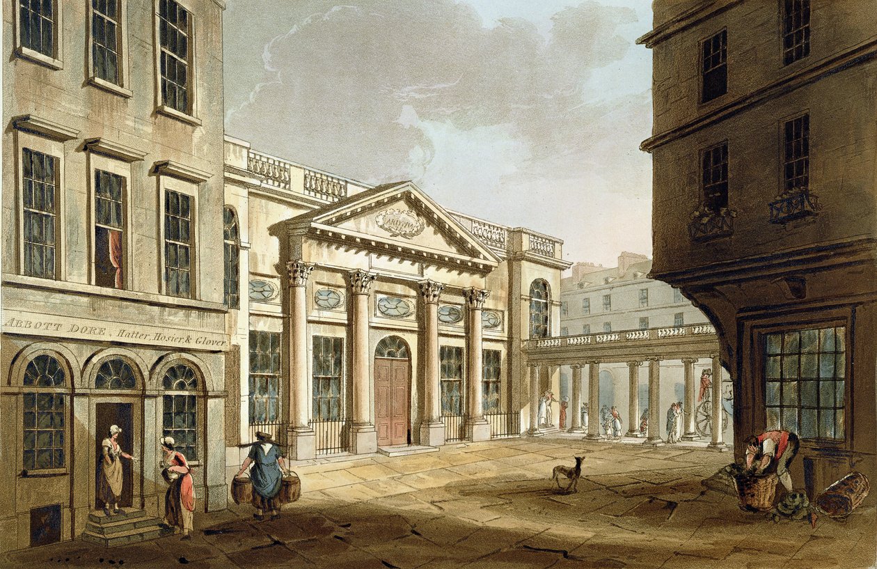 A sala de bomba, de &39;banho ilustrado por uma série de pontos de vista&39;, gravada por John Hill (1770-1850) pub. por William Miller, 1804 (aquatinta) de John Claude Nattes