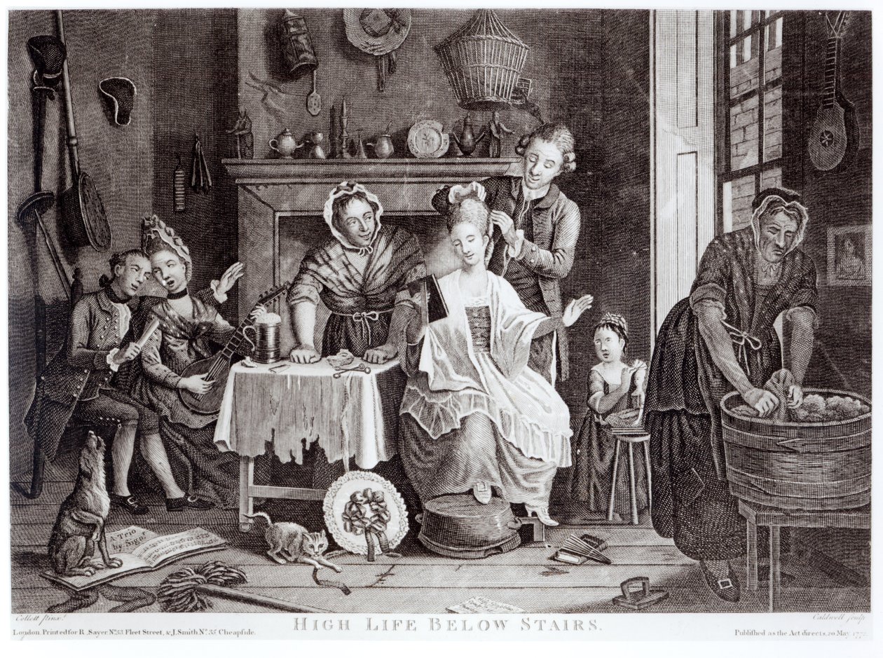 High Life abaixo das escadas, gravadas por Caldwell, bar. em 1772 de John Collet