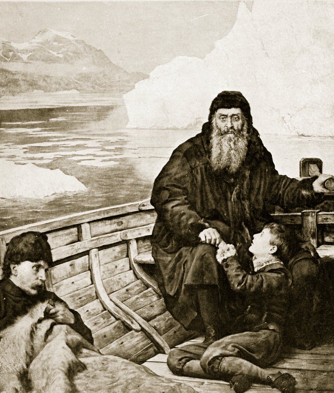 A última viagem de Henry Hudson, ilustração da "Hutchinson&39;s Story ofthe British Nation", c.1923 de John Collier