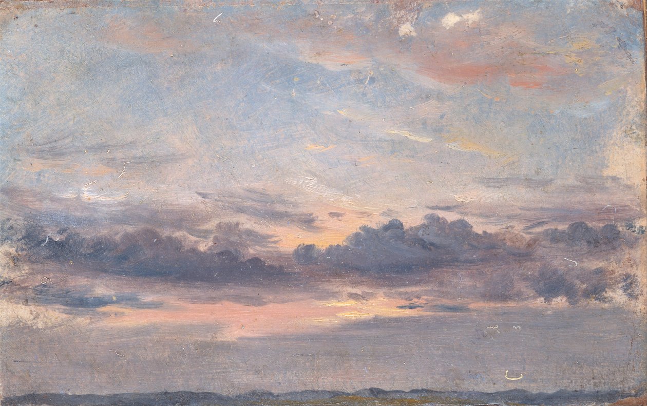 Um estudo sobre as nuvens, pôr do sol de John Constable