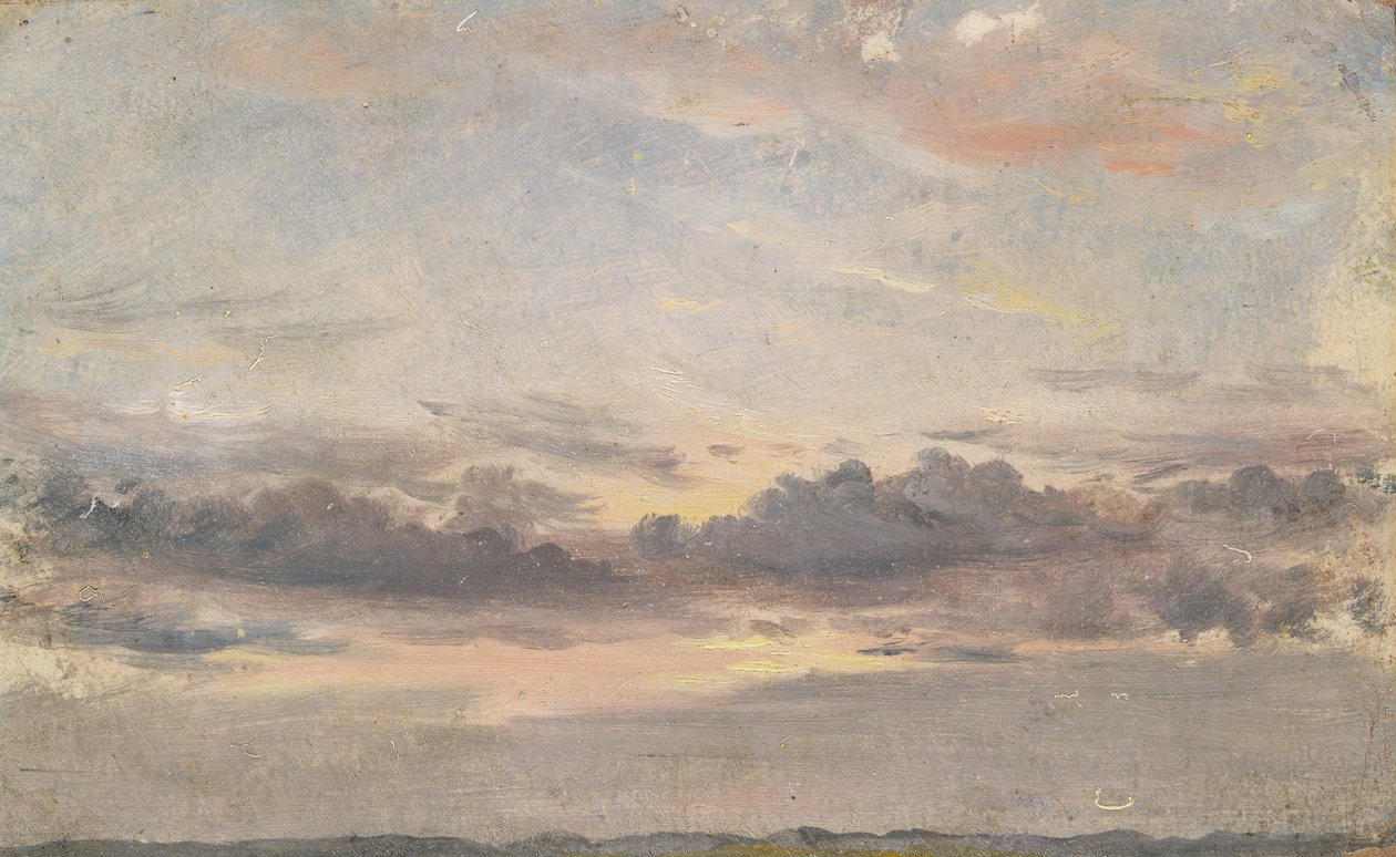 A Cloud Study, Sunset, c.1821 (óleo sobre papel em cartão) de John Constable