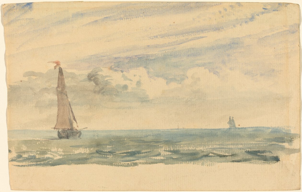 Uma paisagem marinha com dois barcos a vela de John Constable