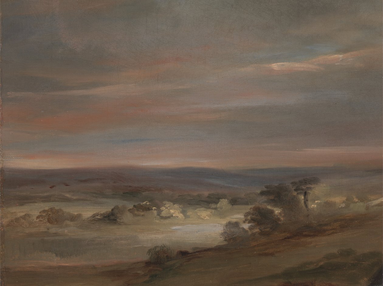 Uma vista sobre Hampstead Heath, amanhecer, ca. 1821. de John Constable