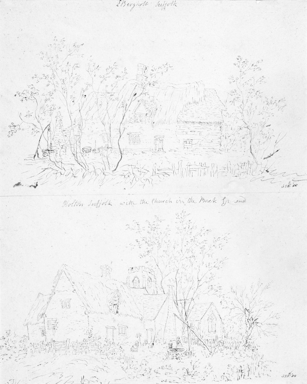 Uma casa de campo arruinada em Capel, Suffolk de John Constable