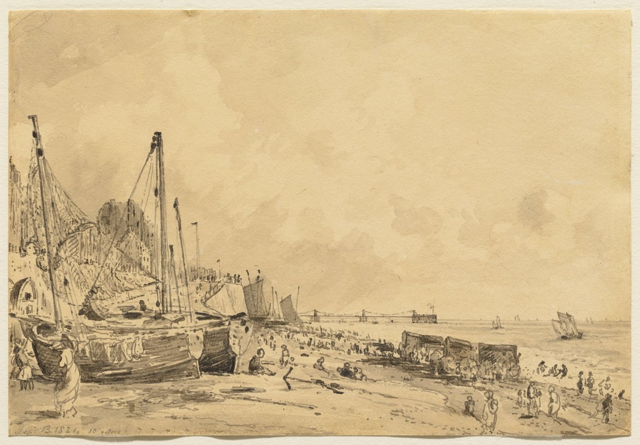 Praia de Brighton, olhando para o leste, 1824 de John Constable