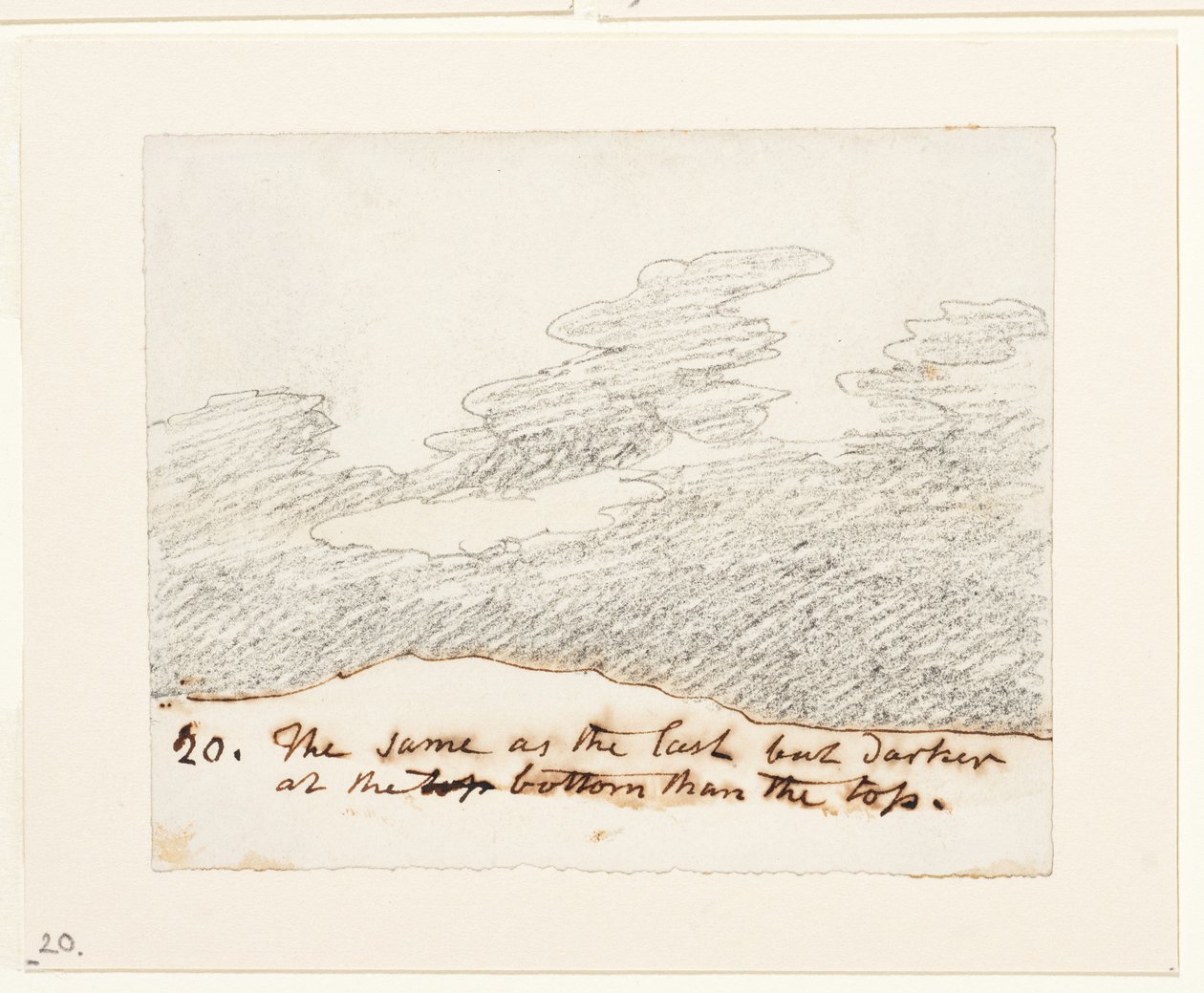 Estudo de nuvens (segundo "Engravings of Skies" de Alexander Cozens), c.1822-23 (grafite sobre papel) de John Constable