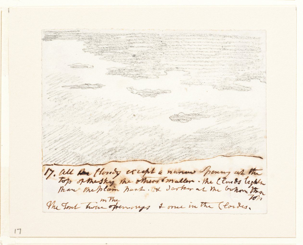 Estudo de nuvens (segundo "Engravings of Skies" de Alexander Cozens), c.1822-23 (grafite sobre papel) de John Constable