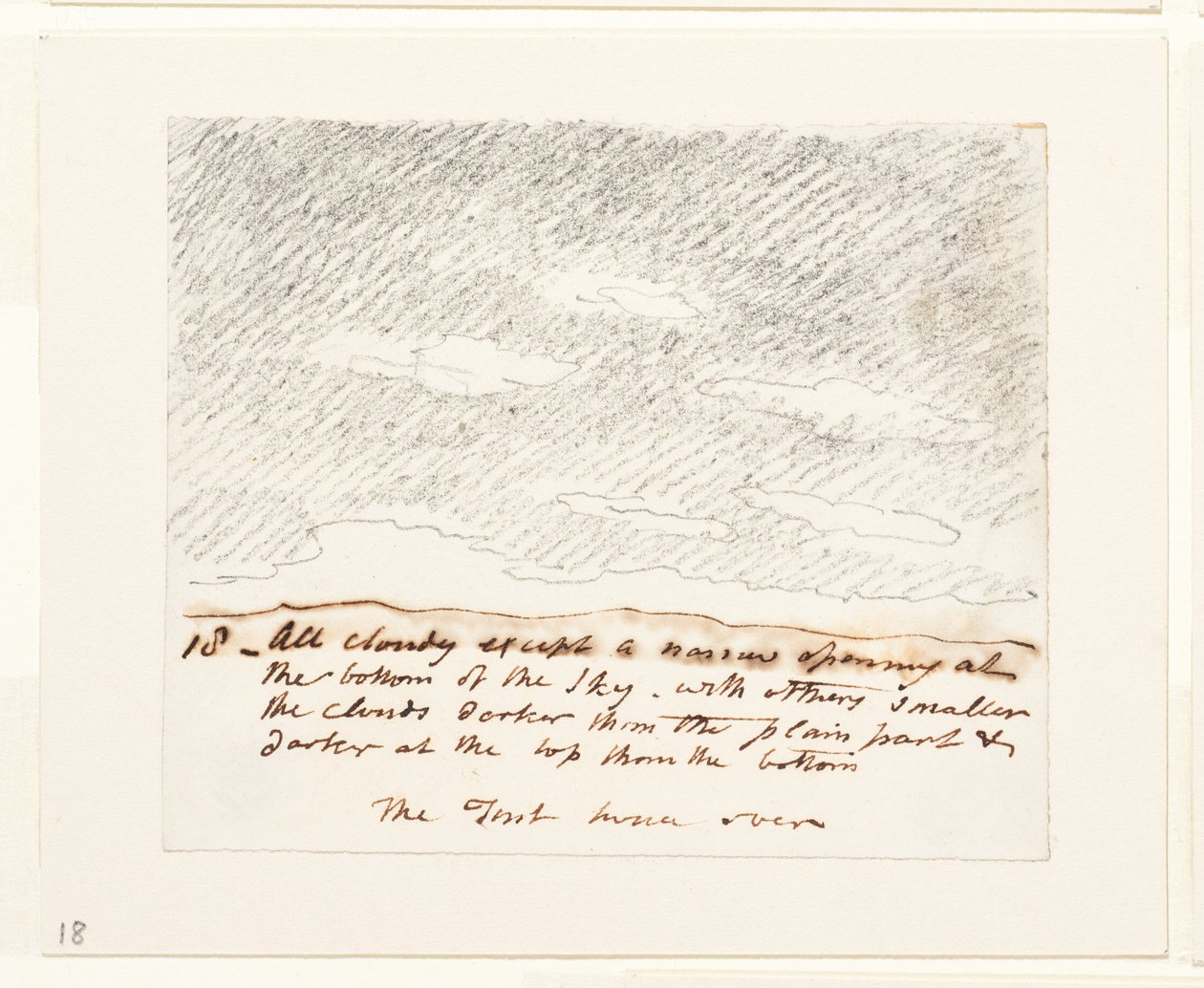 Estudo de nuvens (segundo "Engravings of Skies" de Alexander Cozens), c.1822-23 (grafite sobre papel) de John Constable