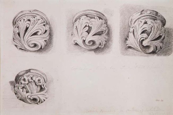 Corbels in Solihull Church, Warwickshire (desenho) de John Constable
